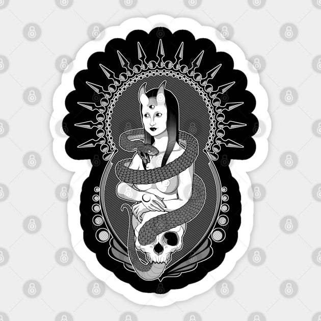 Lady dark Mona Lisa - Black version Sticker by ToleStyle